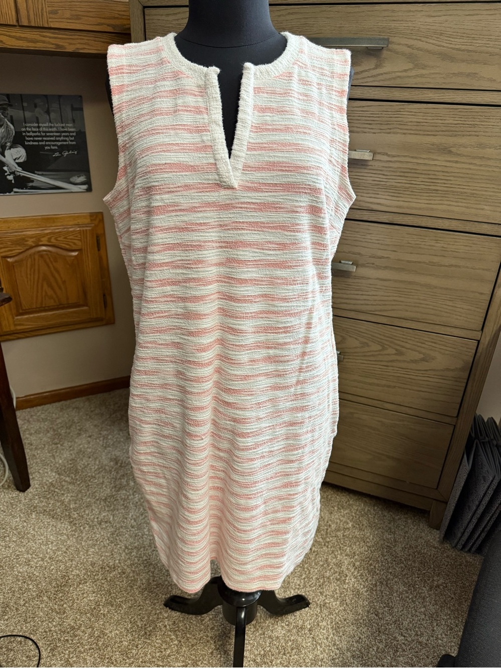 Liz Claiborne White and Pink Sleeveless Swim Coverup Dress
